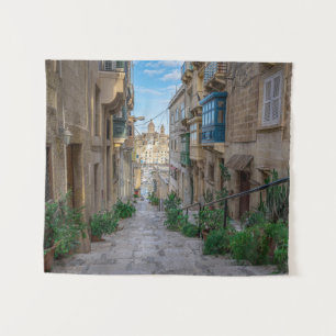 Schmale Steine Straße in Malta Wandteppich
