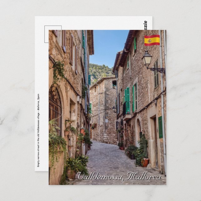 Schmale Straße im Dorf Valldemossa - Mallorca Postkarte (Vorne/Hinten)