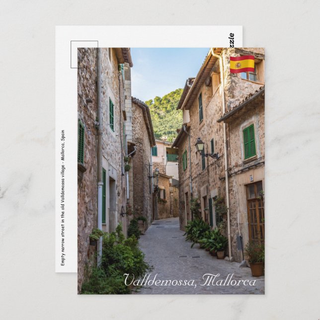 Schmale Straße im Dorf Valldemossa - Mallorca Postkarte (Vorne/Hinten)