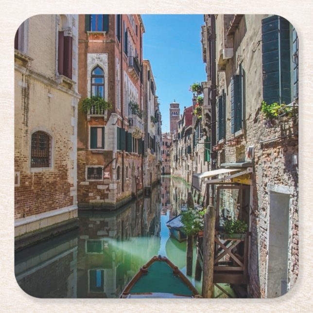 Schmale Straße mit Kanal in Venedig Rechteckiger Pappuntersetzer (Vorderseite)