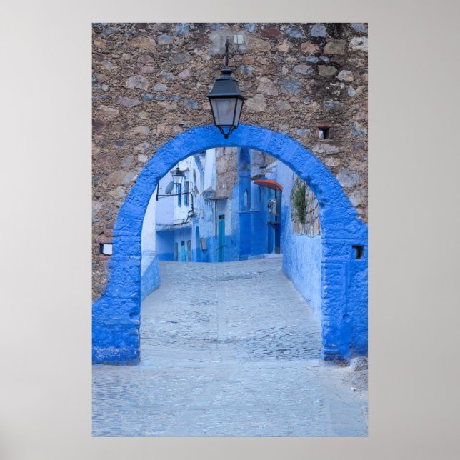 Schmale Straße von Chefchaouen Poster (Vorne)