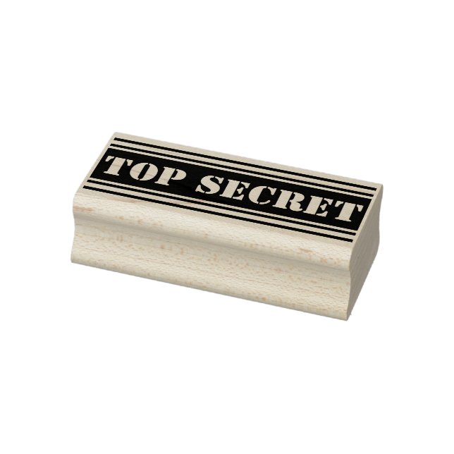 Schmale Streifen weiß + Meldung: TOP SECRET Gummistempel (Stempel)