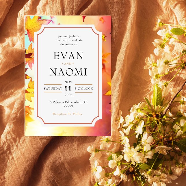 Schmale und stilvolle Herbstblätter an die Hochzei Einladung (Von Creator hochgeladen)
