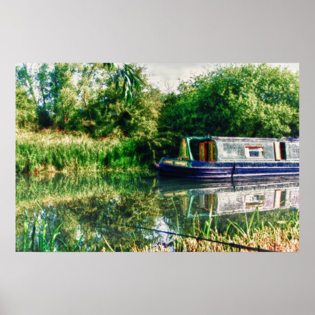Schmales Boot auf dem Fluss Nene Print Poster (Vorne)