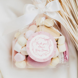 Schmales rosa handgezeichnetes welliges Rahmen-Dan Runder Aufkleber