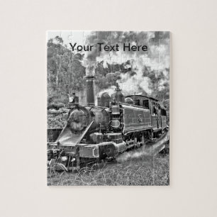 Schmalspur-Dampf-Zug Schwarzweiss Puzzle