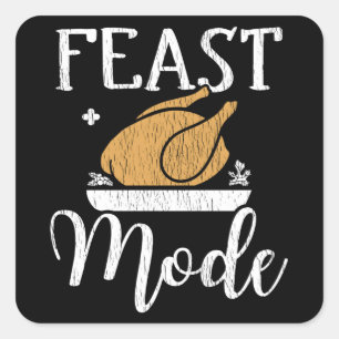 Schmaus-Modus-Script Süßes Thanksgiving-Puten-Dinn Quadratischer Aufkleber