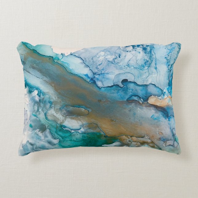 Schmelz Gletscher Alkohol Tinte Abstrakte Malerei Dekokissen (Vorderseite)