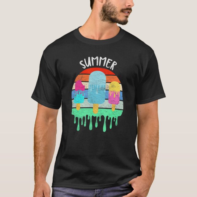 Schmelze Eiscreme Sommerurlaub Retro Vintag T-Shirt (Vorderseite)