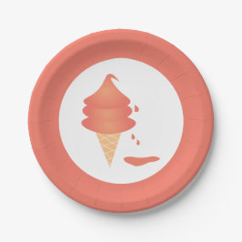Schmelze Soft Serve Ice Creme Cone Pappteller