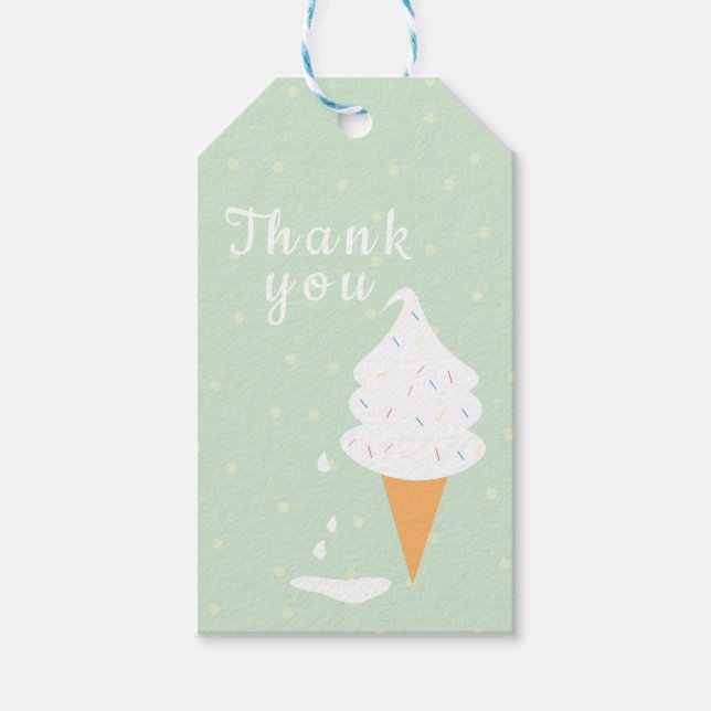 Schmelze Vanilla Ice Creme Kone mit Sprinklen Geschenkanhänger (Vorderseite)