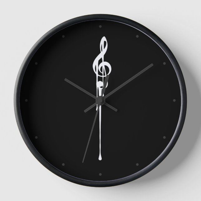 Schmelzen des weißen Treble Clef Black Uhr (Vorderseite)