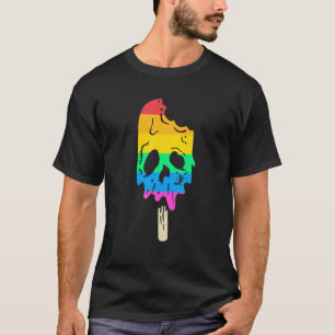 Schmelzen Regenbogeneis Creme Skull Halloween Pops T-Shirt