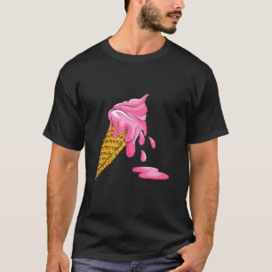 Schmelzen Rosa Erdbeere Eis Creme Kone Feinschmeck T-Shirt