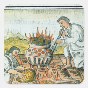 Schmelzen und Gießen von Gold im Aztekenreich Quadratischer Aufkleber