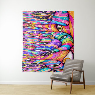 Schmelzende Augen Collage | Psychedelischer Wandte Wandteppich