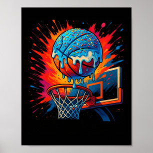 Schmelzende Donut-Skizze Lustiges Slam-Dunk-Design Poster