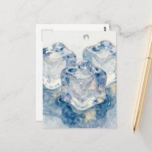Schmelzende Eiswürfel Makrofotografie Wasserfarbe Postkarte