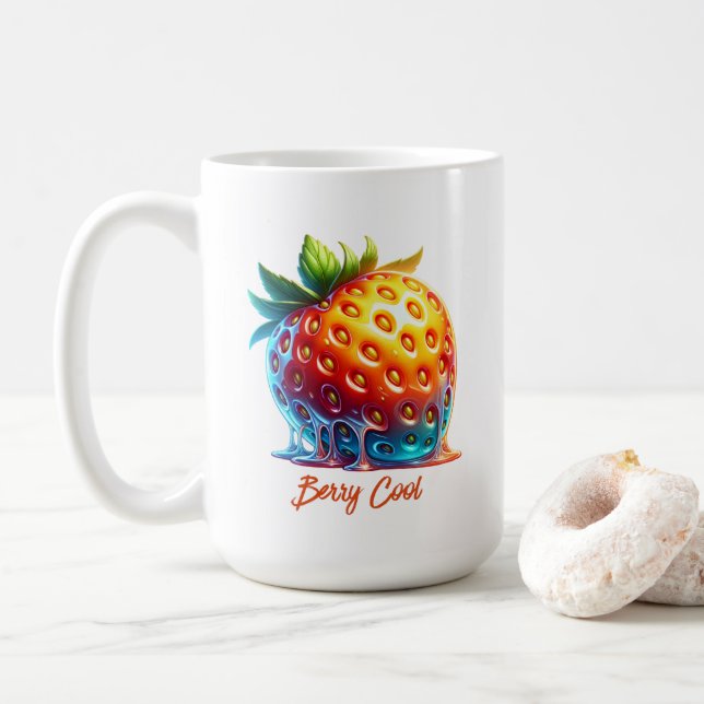 Schmelzende Erdbeertropfen-Kunst Kaffeetasse (Mit Donut)