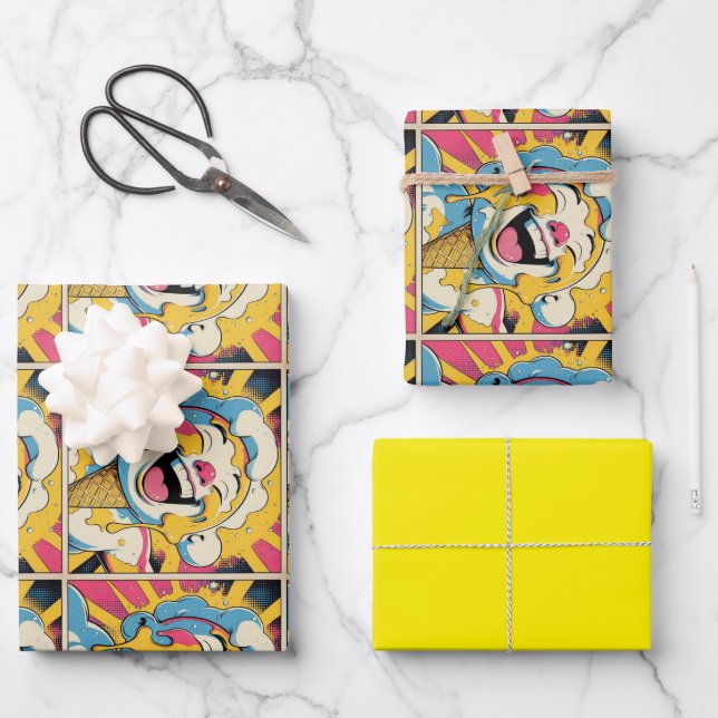 Schmelzende Freude – Eis-Pop-Art-Explosion Geschenkpapier Set (Vorderseite)
