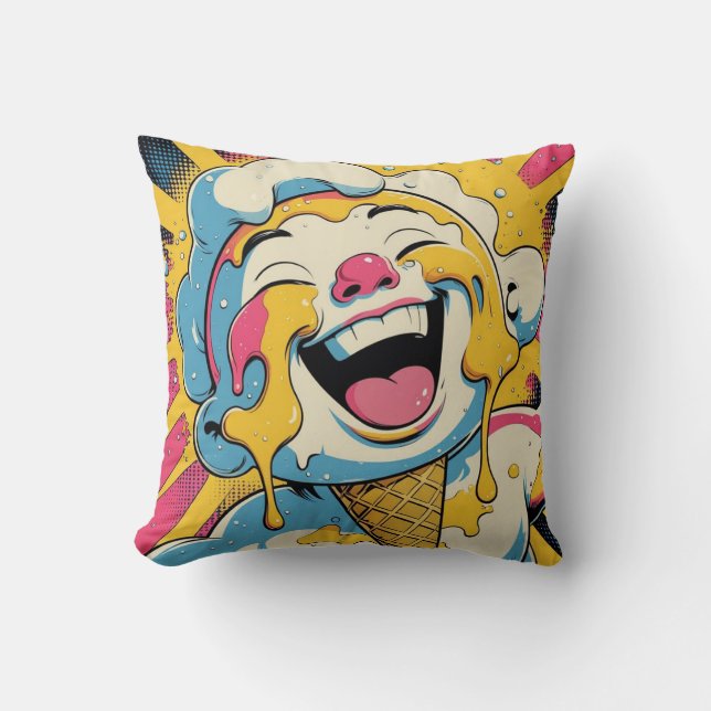 Schmelzende Freude – Eiscreme-Pop-Art-Explosion Kissen (Vorderseite)