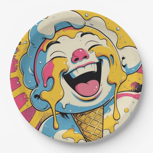 Schmelzende Freude – Eiscreme Pop Art Explosion Pappteller (Vorderseite)