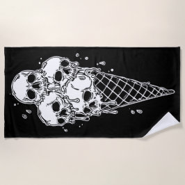 Schmelzende Totenkopf-Eiscreme-Illustration Strandtuch