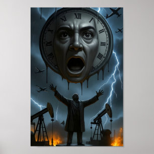 Schmelzende-Uhr-Sturm-des-Jüngsten-Gerichts-Plakat Poster