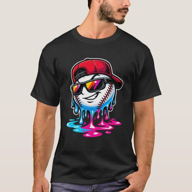 Schmelzender Baseball-Drip-Charakter T-Shirt (Vorderseite)