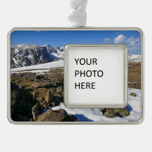 Schmelzender Schnee in den Rocky Mountains Rahmen-Ornament Silber