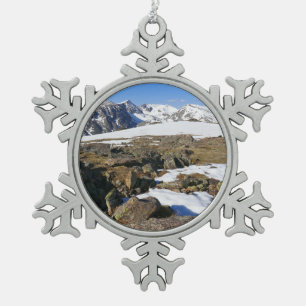 Schmelzender Schnee in den Rocky Mountains Schneeflocken Zinn-Ornament