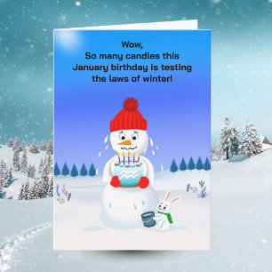 Schmelzender Schneemann Januar Geburtstag Wasserma Karte