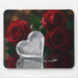Schmelzendes Eis mit roten Rosen erwärmt Mousepad