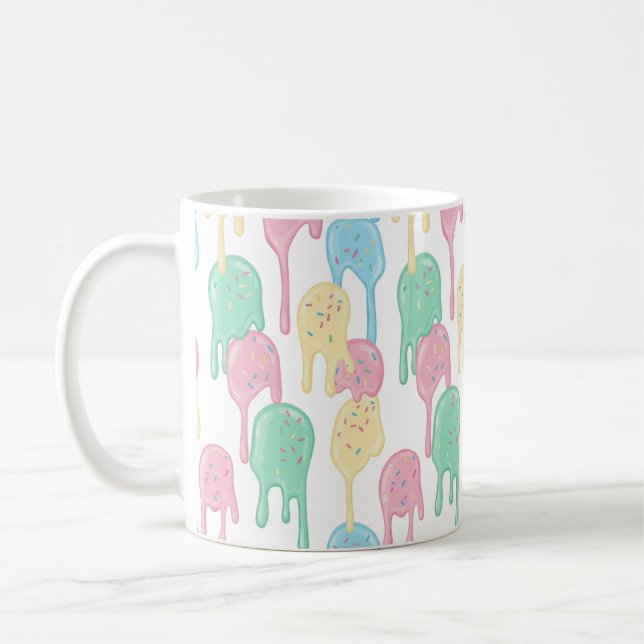 Schmelzendes Eiscreme- und Streusel-Muster  Kaffeetasse (Links)