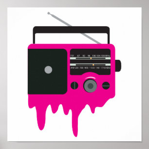 Schmelzendes rosa Retro-Radio Poster