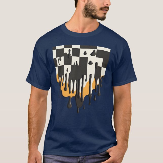 Schmelzendes Schachbrett lustig T-Shirt (Vorderseite)