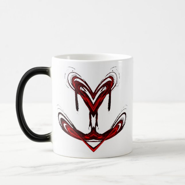 Schmelzherz-Tasse Verwandlungstasse (Links)