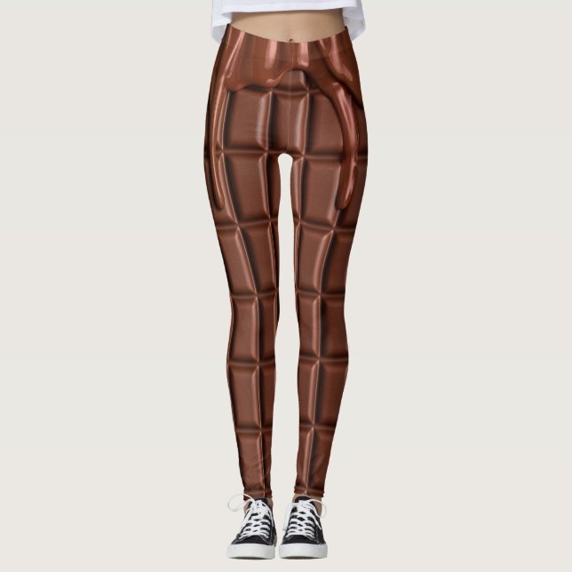 Schmelzschokolade, die über einen Schokoladenblock Leggings (Vorderseite)