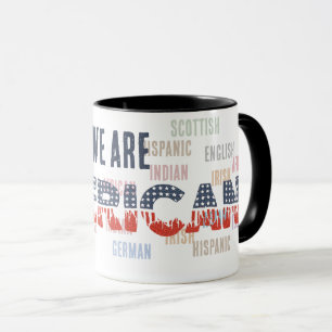 Schmelztiegel "AMERIKANISCH" mit Flaggen-Schriftar Tasse