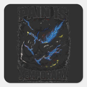 Schmerz ist vorübergehend – Ausdauer-Trainingsment Quadratischer Aufkleber