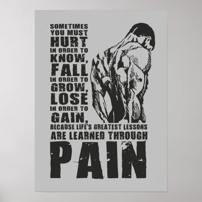 Schmerzen - Beste Lektionen - Gym Workout Motivier Poster (Vorne)