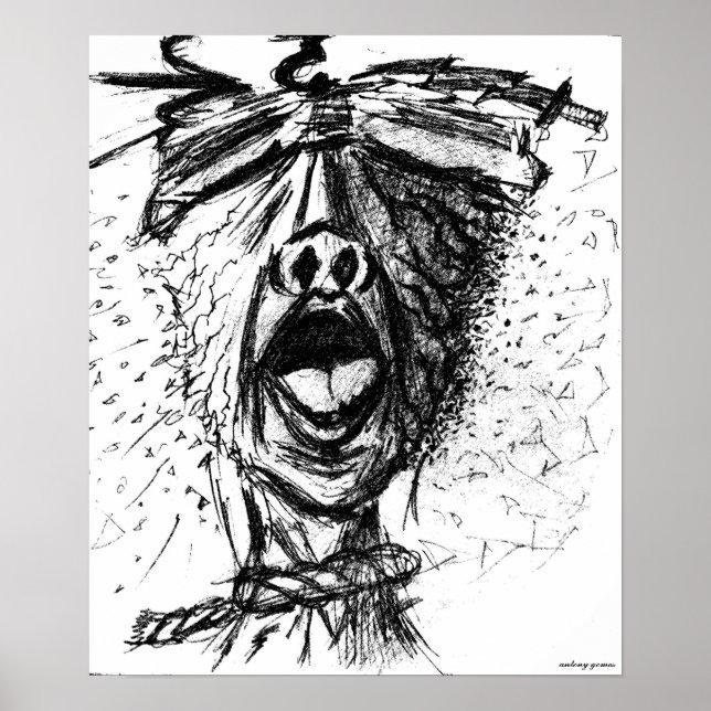 Schmerzen und Frustration - Bleistifskizze Poster (Vorne)