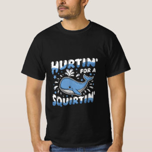Schmerzt wegen eines spritzenden lustigen blauen W T-Shirt