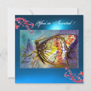 SCHMETTERLING 2 BLAUER SAPHIR hellrosa, rot gelb Einladung