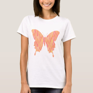 Schmetterling, abstraktes Muster in Rosa, Orange,  T-Shirt