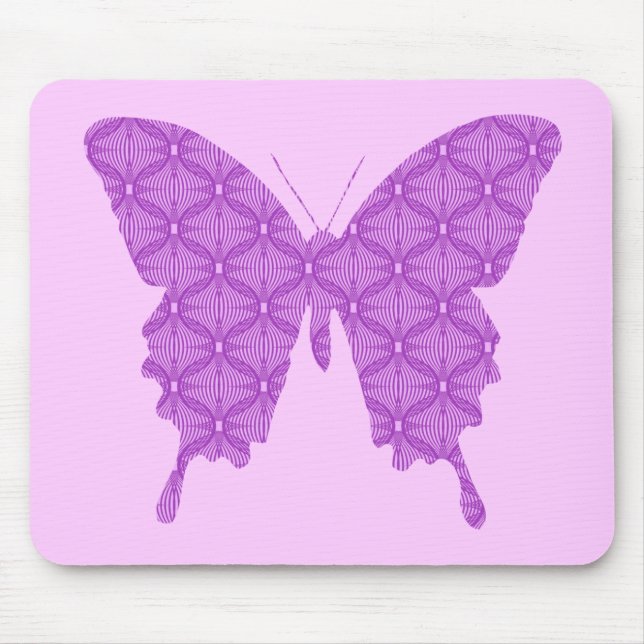 Schmetterling, abstraktes Muster, Lavendel und lil Mousepad (Vorne)
