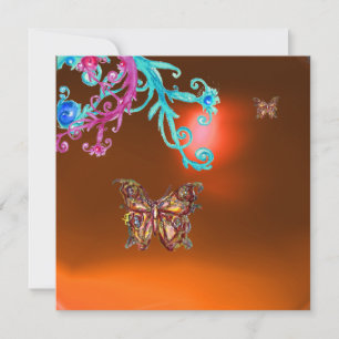 SCHMETTERLING-ACHAT, gelb orange blau hellrosa Einladung