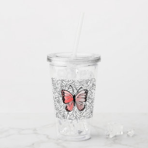 Schmetterling Acryl-Becher Rosen Acryltrinkbecher