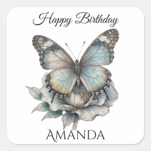 Schmetterling Alles Gute zum Geburtstag Frau Quadratischer Aufkleber