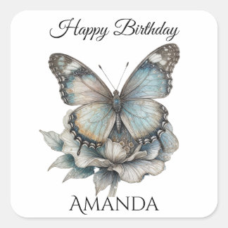 Schmetterling Alles Gute zum Geburtstag Frau Quadratischer Aufkleber